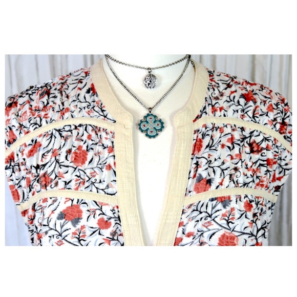 Lucky Brand Boho Floral Top Size Medium 8-10 - Picture 5 of 8